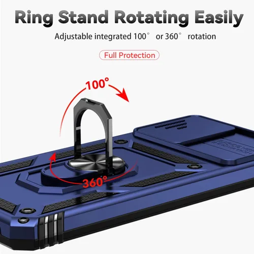Miniatura 4 de Funda para Redmi Note 10 4G / Note 10S 4G / Note 11 SE (India), funda para Xiaomi Poco M5s 4G con soporte de anillo cubierta azul