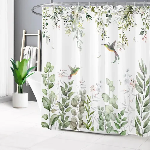 Miniatura 26 de HVEST Cortina de ducha geométrica rosa con ganchos, cortina de ducha moderna geométrica abstracta gris y blanco para baño, 72 x 72 pulgadas, juego
