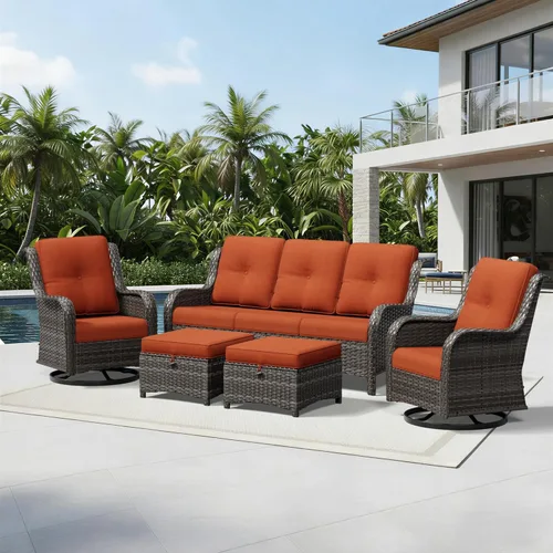 Miniatura 143 de Joyside Juego de sillas de mimbre para patio, juego de 3 piezas de mimbre para exteriores con 2 sillas reposabrazos y 1 mesa auxiliar para terraza