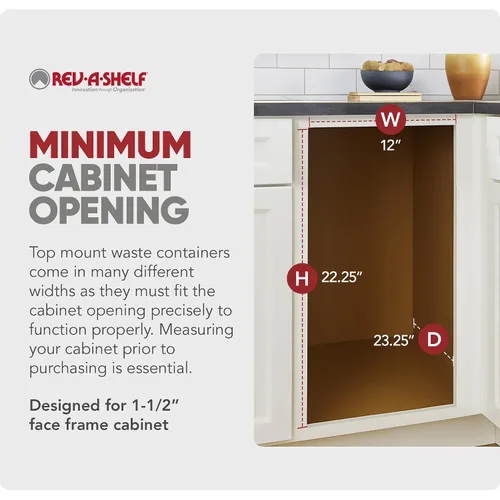 Miniatura 4 de Rev-A-Shelf Botes de basura de cocina de 50 cuartos de galón de montaje superior para gabinete de altura completa, toboganes de extensión completa