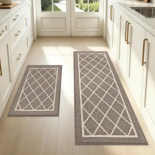 Miniatura 19 de BEQHAUSE - Alfombras de cocina antideslizantes para piso 2 piezas Alfombras de cocina y tapetes antideslizantes lavables Alfombra de cocina