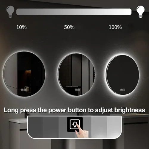 Miniatura 4 de Espejo de baño redondo LED con luces retroiluminadas, espejo de tocador de 3 colores de temperatura con luces, espejo con círculo antivaho iluminado