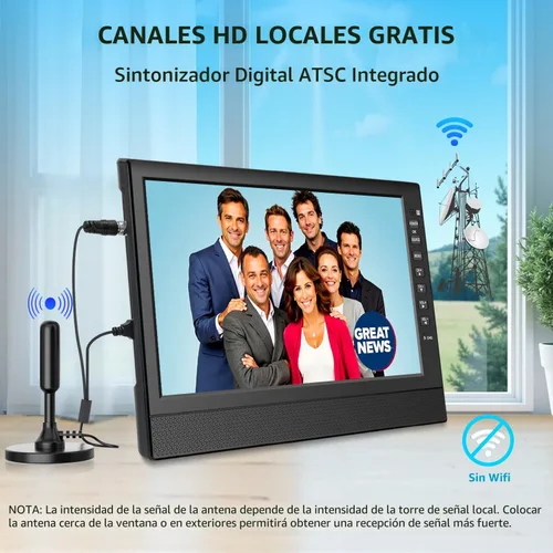 Miniatura 6 de Jexiop TV plana portátil de 12", TV pequeña con sintonizador digital - HDMI - USB - conector para auriculares - CA/CC - entrada de 12V - uso