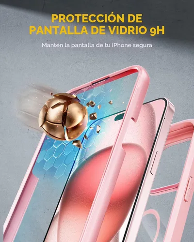 Miniatura 5 de Miracase Glass Series - Funda magnética para iPhone 15, compatible con MagSafe, de cuerpo completo, protector de pantalla de vidrio 9H integrado