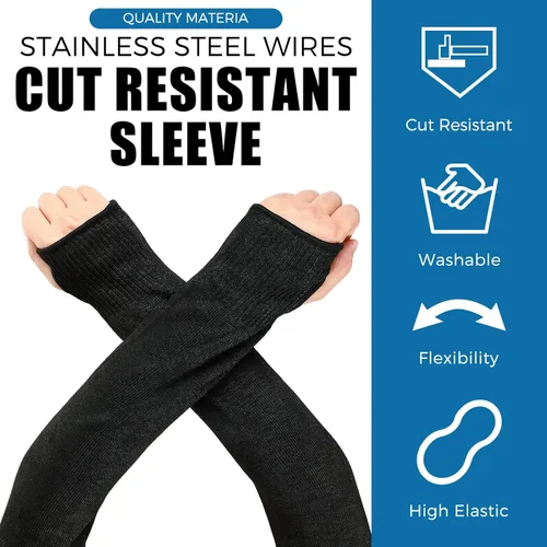 Miniatura 3 de Geyoga 2 pares de mangas de protección de brazo de nivel 5, resistentes a los cortes, protectores de antebrazo para piel fina y moretones para Negro