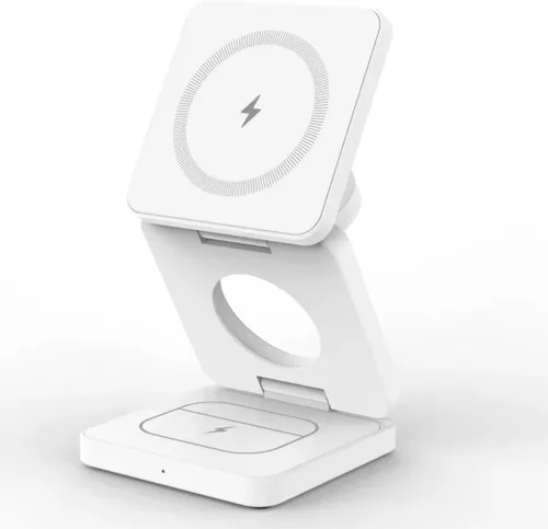Miniatura 2 de Estación de carga inalámbrica magnética plegable 3 en 1, cargador rápido de 15 W, tipo C, compatible con iPhone 16/15/14/13/12, iWatch, Airpods Negro