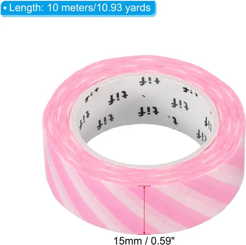 Miniatura 2 de PATIKIL Cinta holográfica Washi de 0.59 pulgadas x 10.93 yardas, 1 rollo de calcomanías autoadhesivas con patrón de rayas para decoración de Rosa