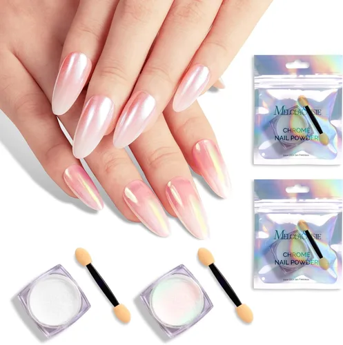 Miniatura 14 de MelodySusie Polvo para Uñas Oro Champán con Efecto Cromo para Uñas de Gel, Pigmento Metálico con Efecto Espejo, Purpurina Fina Elegante