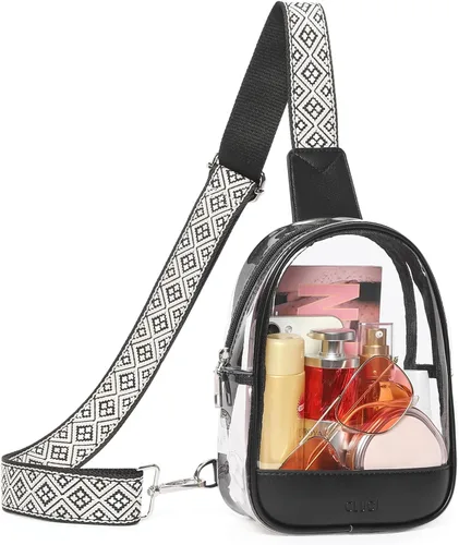 Miniatura 9 de CLUCI Bolsa transparente para eventos en estadios, bolsa cruzada transparente, monederos pequeños transparentes