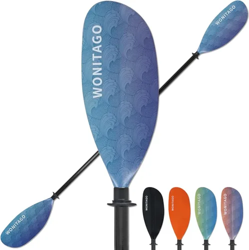 Remo de kayak con eje de fibra de vidrio y hoja de nailon reforzado, remos de kayak ajustables, 3 piezas, 90.6-98.4 in/90-98 pulgadas, 82.7-90.6 Ola