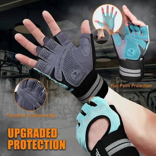 Miniatura 4 de ATERCEL Guantes de entrenamiento transpirables con soporte de muñeca para gimnasio, ejercicio, dominadas, súper ligeros para hombres y mujeres