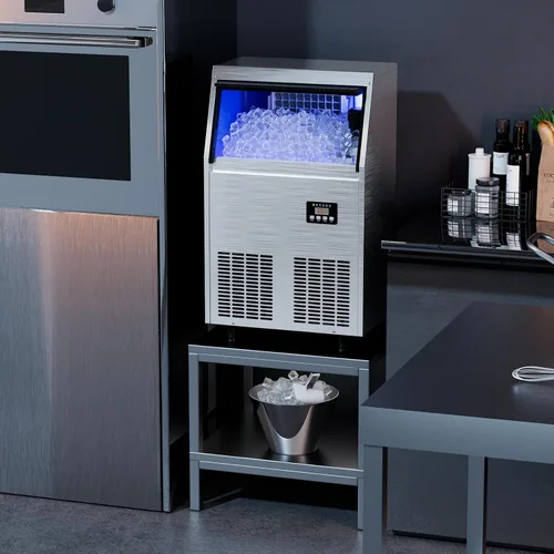 Miniatura 6 de Coolski Máquina de hielo comercial, máquina de hielo de 200 libras/24 horas con capacidad de almacenamiento de 35 libras, 45 cubitos de hielo