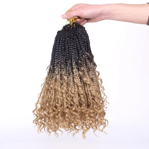 Miniatura 16 de Beverlee Goddess Box - Trenzas de ganchillo de 8 pulgadas, 8 paquetes de trenzas de ganchillo bohemias, extremos rizados, pelo sintético rizado