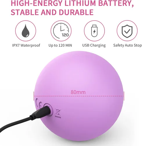 Miniatura 6 de Bola de masaje individual de 3 pulgadas, rodillo de bola de masaje vibrante de 5 velocidades para terapia de punto de activación, masajeador