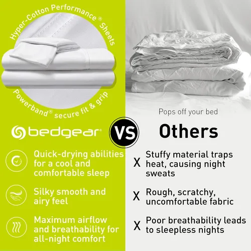 Miniatura 3 de Bedgear Hyper-Cotton - Juego de sábanas tamaño California King, transpirables, de secado rápido, alternativa de ropa de cama suave y sedosa, incluye