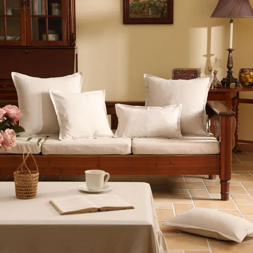 Miniatura 3 de patdrea Fundas de almohada decorativas de lino de 22 x 22 pulgadas, juego de 2 piezas con borde plegable, fundas de almohada de lino estilo rústico