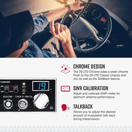 Miniatura 4 de Cobra 25 LTD Radio CB Profesional AM/FM – Compacta, Fácil de Operar, con Acceso de Modo Dual, Salida de 4 Vatios, 40 Canales Completos, Control