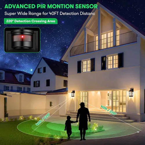 Miniatura 6 de Luz exterior con sensor de movimiento – Lámpara de pared avanzada del atardecer al amanecer, lámpara de porche impermeable, montaje de pared