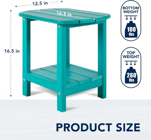Miniatura 3 de Mesa auxiliar nalone Adirondack 16.5" Mesa lateral de exterior de plástico HDPE Doble mesa auxiliar Adirondack Mesa pequeña para patio (Aruba)