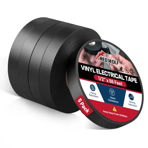 Miniatura 13 de RED WOLF Cinta eléctrica de vinilo de 1 pulgada x 66 pies, 5 rollos, cinta eléctrica de PVC con certificación UL CSA de 7 mil de grosor, resistente