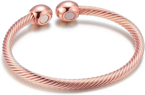NewZenro Elegante pulsera magnética de cobre con imanes para mujeres y hombres, regalos para el día del padre Tono oro rosa