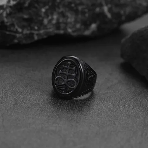 Miniatura 9 de FaithHeart Satanic Jewelry Baphomet - Anillos de cabra con sello de símbolo de Lucifer Satanás, para hombres y mujeres, tamaño 7891011121314