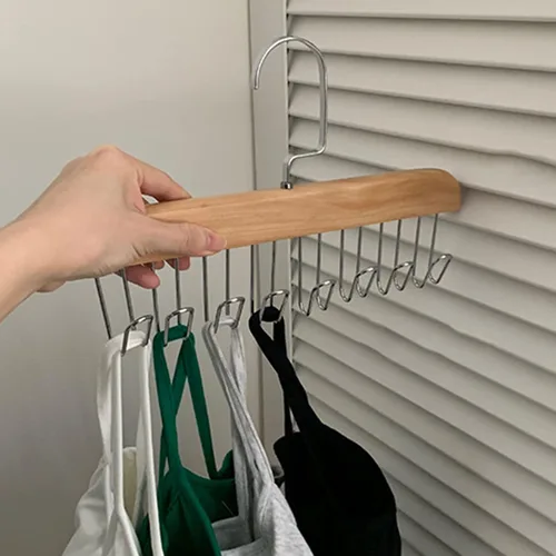 Miniatura 3 de plplaaoo Gancho para colgar bolsas, ganchos para bolsas de hierro, colgador multifuncional, sin perforaciones, con 8 ganchos, madera y acero