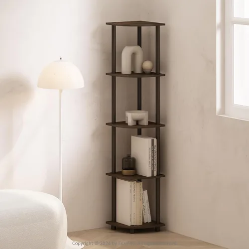 Miniatura 192 de Furinno Turn-N-Tube - Estantería de exhibición multiuso, de 4 niveles, con tubos clásicos, color nogal de Columbia y negro Columbia Nogal/Negro