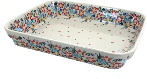 Miniatura 11 de Blue Rose Polish Pottery - Molde rectangular pequeño Orange Ashley - 10.25" x 8" - Utensilios para hornear únicos, aptos para lavavajillas