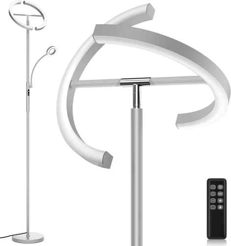 Miniatura 12 de SIBRILLE Lámpara de pie LED para sala de estar - Lámpara de pie moderna con luz de lectura, control táctil remoto, luz de pie regulable Negro