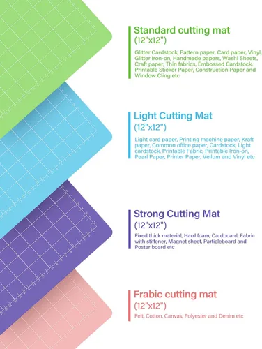 Miniatura 8 de Gwybkq Paquete de 24 alfombrillas de corte variedad y agarre ligero, 12 x 12 pulgadas, compatibles con Cricut Maker 3/Maker/Explore 3/Air 2/Air/One