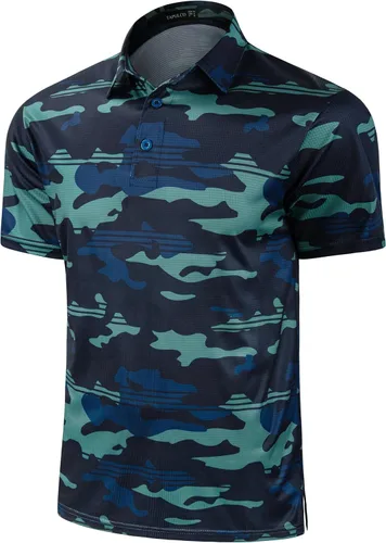 Miniatura 150 de TAPULCO Camisetas tipo polo de secado rápido para hombre, diseño de camuflaje, atléticas, ligeras, transpirables, casuales, para golf