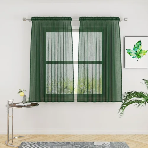 Miniatura 32 de UPOPO Paneles de Cortina Beige Pequeños Cortinas Transparentes de Gasa de 16 Pulgadas de Largo Cortinas de Cocina de Voile con Textura de Lino