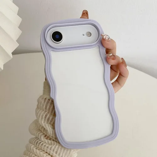 Miniatura 44 de QLTYPRI Funda compatible con iPhone 7/8/SE, bonita funda transparente con marco ondulado rizado para niñas y mujeres, funda protectora de TPU