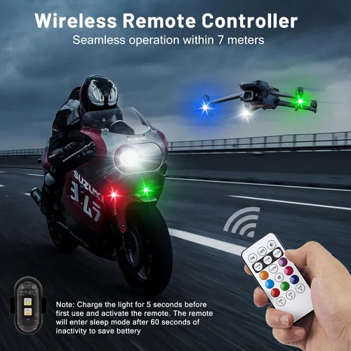 Miniatura 2 de XINGWU - 4 luces estroboscópicas LED inalámbricas con control remoto, 8 colores, carga USB, impermeables, luces de emergencia, luz para roca