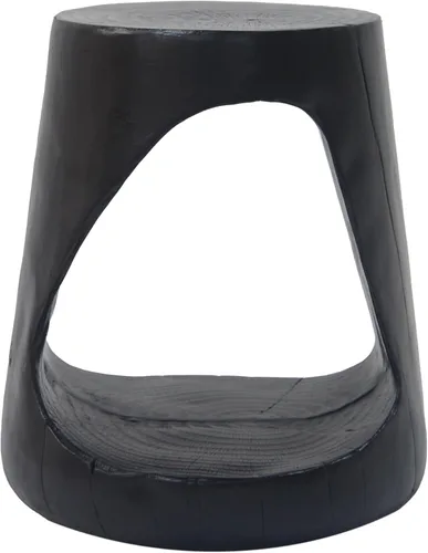 Miniatura 7 de Mesa auxiliar pequeña hueca de 14.5 pulgadas de ancho, mesa auxiliar con textura similar a la madera, mesa auxiliar redonda con pedestal con acabado