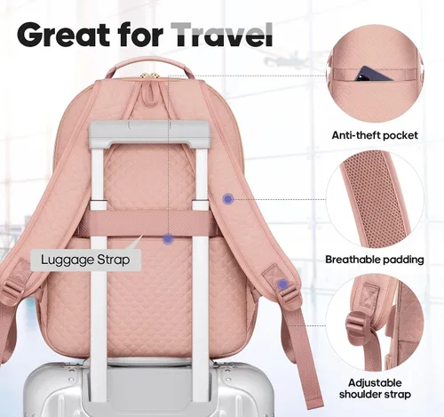 Miniatura 6 de mochila para laptop para mujer, Rosado, Casual
