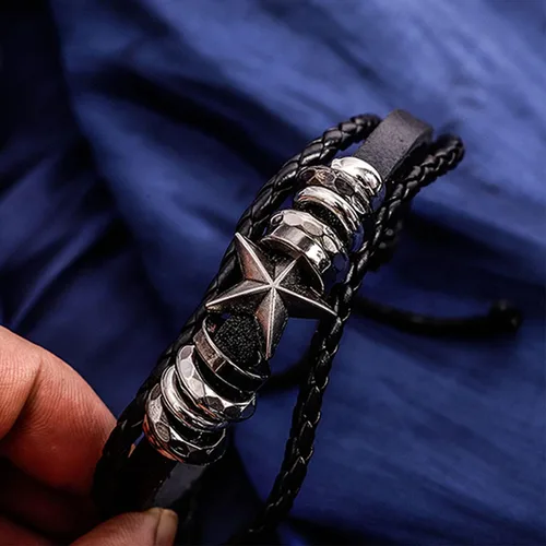 Miniatura 5 de Manfnee - Pulsera trenzada de cuero para hombres y mujeres ajustable