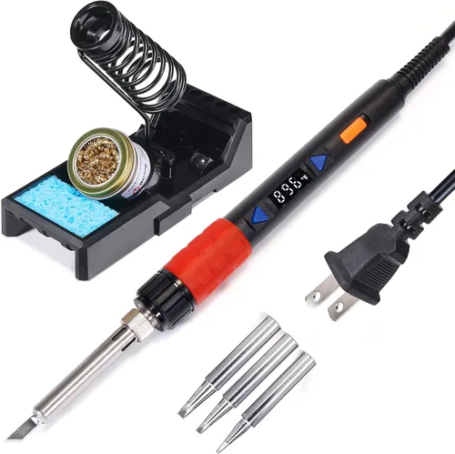 Miniatura 10 de YIHUA 947-III Kit de Soldador de 60W con Temperatura Ajustable con Soporte Adhesivo, Limpiador de Puntas, Esponja de Limpieza, Interruptor