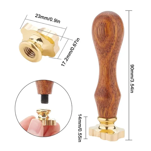 Miniatura 2 de CRASPIRE Sello de cera con diseño de oso vintage, sello de cera extraíble de latón con mango de madera para invitaciones de boda, sobre del día