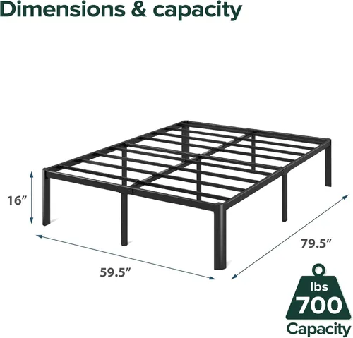 Miniatura 3 de ZINUS Yelena - Marco de cama de plataforma de metal Twin de 18 pulgadas, soporte de listones de acero, no se necesita somier, embalaje ecológico