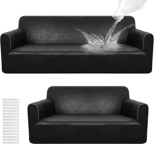 Miniatura 13 de Peryiter Juego de 2 fundas para sofá de dos plazas Fundas para muebles para sala de estar para sofá, sillón, ajuste elástico, a prueba de arrugas