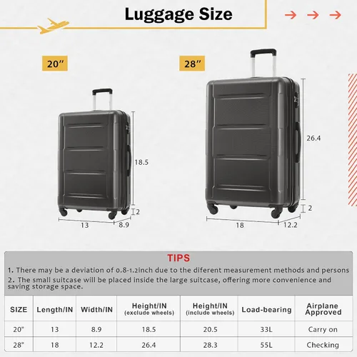 Miniatura 99 de Merax Equipaje, maleta extensible rígida con ruedas giratorias ligeras, Negro -, 40/48/52