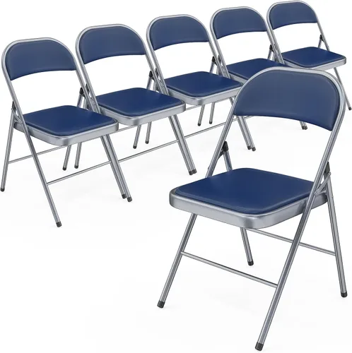 Miniatura 27 de Bonnlo Silla Plegable con Cómodo Cojín Acolchado y Respaldo, Sillas Plegables Portátiles para Exterior, Eventos de Oficina, Bodas, Cuero Pu, 4 Negras