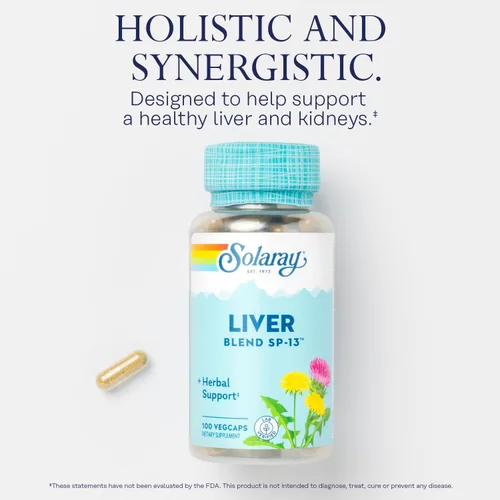 Miniatura 3 de Solaray Liver Blend SP-13, desintoxicación tradicional de limpieza hepática y soporte de reparación con cardo mariano, diente de león, bardana, hoja