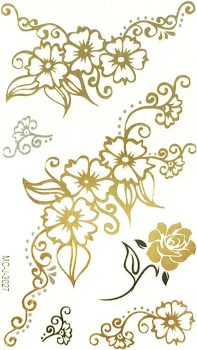 Miniatura 24 de Wrapables Tatuajes temporales inspirados en celebridades en oro metálico, plata y negro, grandes, alas de ángel_1
