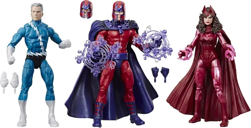 Marvel Legends Serie exclusiva Family Matters, paquete de 3 figuras de acción de 6 pulgadas con Magneto, Quicksilver, y La vruja escarlata