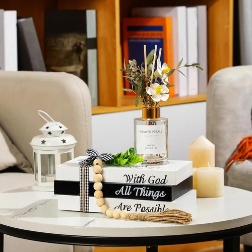 Miniatura 7 de Capoda 3 piezas de libros decorativos para decoración del hogar, libros falsos apilados estilo granja, decoración de mesa rústica de madera