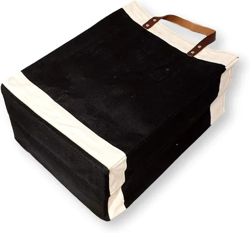 Miniatura 5 de Bolsa de mano ecológica con asa de cuero de yute y algodón