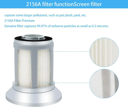 Miniatura 4 de Katerelis Paquete de 2 filtros de repuesto 2156A compatibles con BISSELL Zing ligero, 2156, 2156A, 2156E, 1665, 16652, 1665W sin bolsa, para filtro